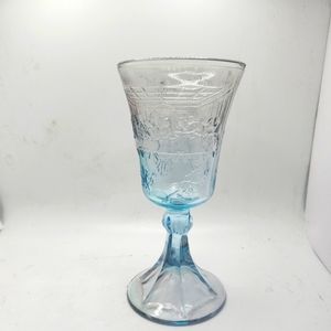 VintagecTiara Indiana Glass Ice Blue Lord's Supper 7" Chalice Goblet